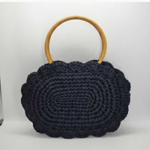 SIROCCO Handbags - Vintage SIROCCO Purse Made in Italy Small Woven Bamboo Round Handles Zipper